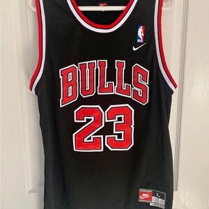 Nike Bulls Black and Red Jersey